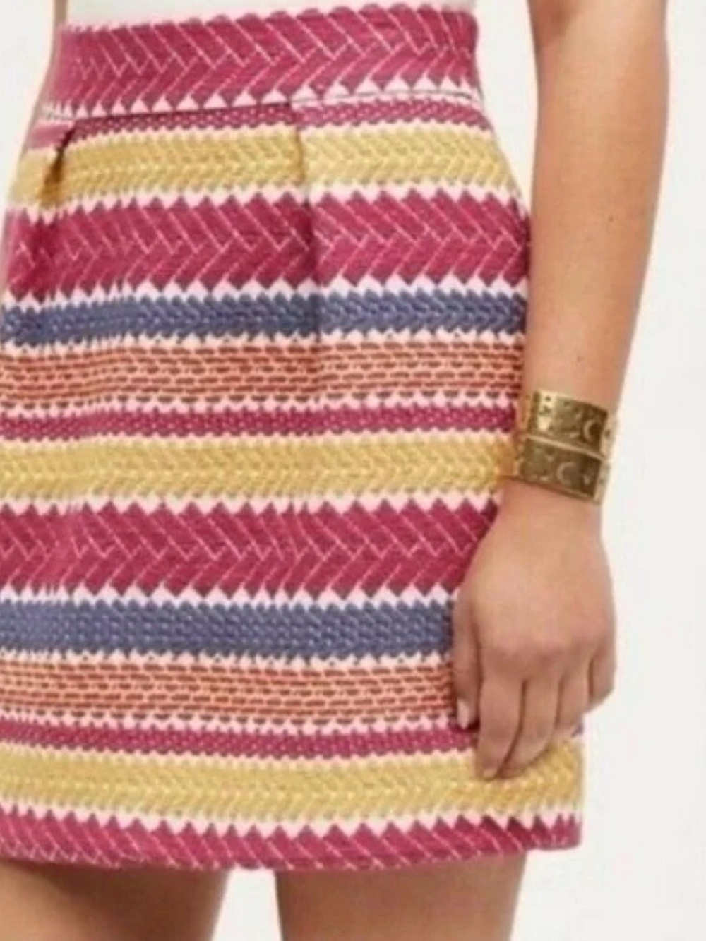 Anthropologie Nomad Morgan Carper Jacquard Mini Skirt Pink Chevron Stripe Size S - Picture 2 of 15